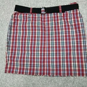 CHAPS, 14, plaid, crisp cotton belted skirt